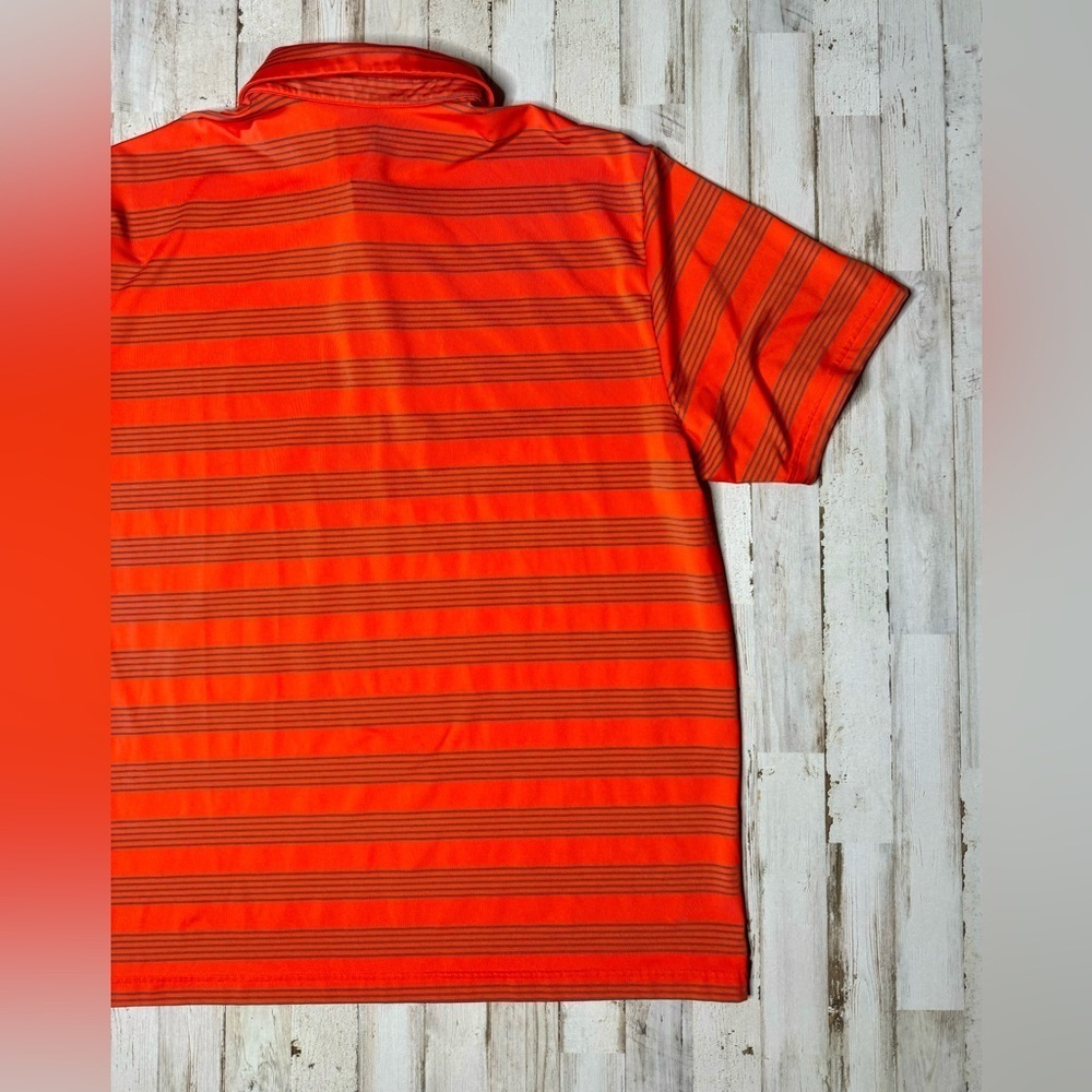Under Armour Polo Shirt Mens 2XL Orange Performance Loose Heatgear Stripe - Picture 8 of 9